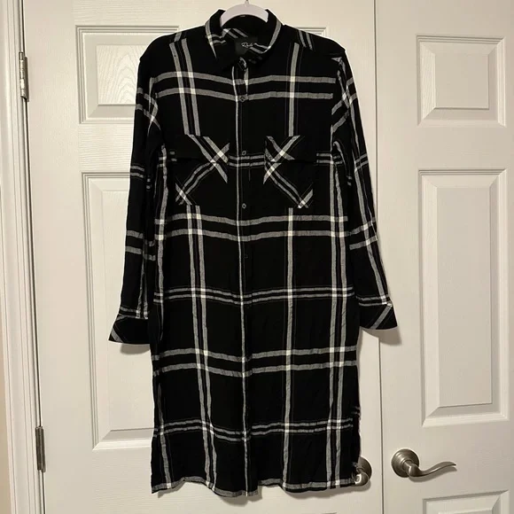 Rails Dawson Plaid Shirt Dress Size Small Black and White - Picture 5 of 6